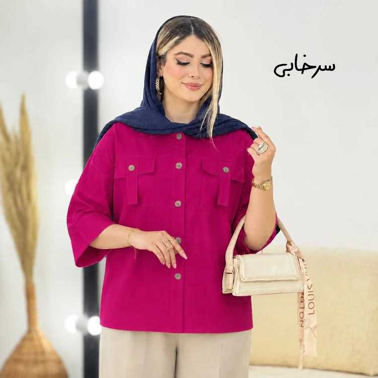 شومیز تابستونی جیب بندی جنس لنین🥰♥کد 10461 طاها