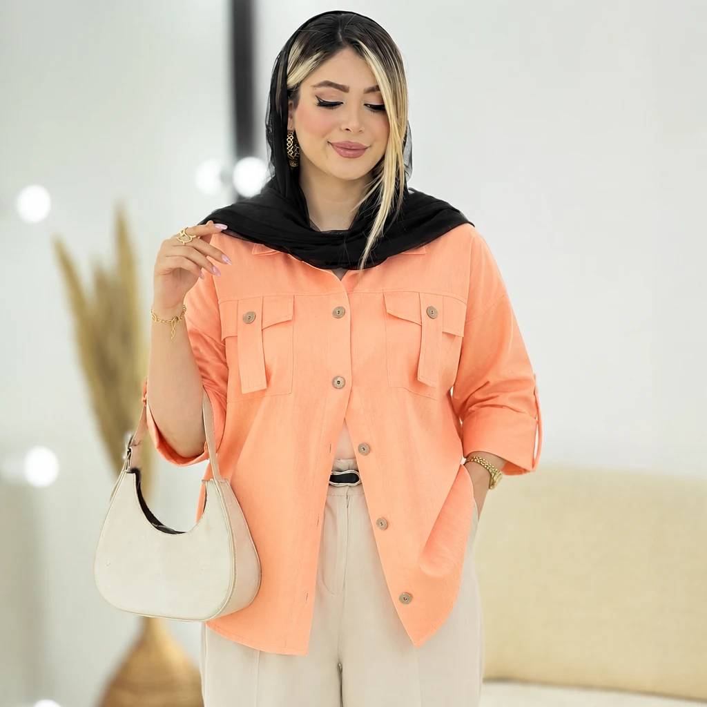 شومیز تابستونی جیب بندی جنس لنین🥰♥کد 10461 طاها