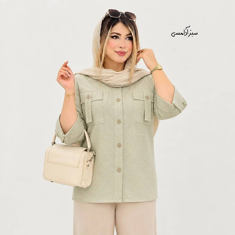 شومیز تابستونی جیب بندی جنس لنین🥰♥کد 10461 طاها