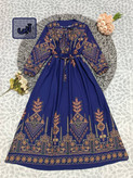پیراهن کتیبه کلوش آبی وسبز جنس بوگاتی 🌈🌈کد۲۳۲۲۴ دلتا