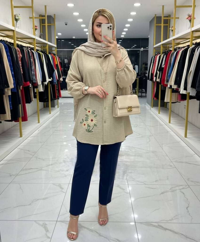 شومیز مانتوی سه گل بابونه 🌼 با رنگبندی و کیفیت عالی✅ والی18066