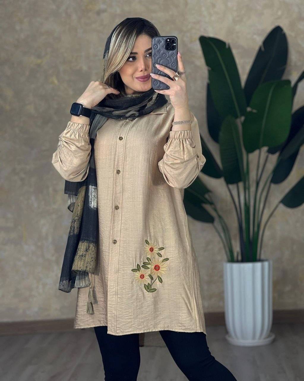 شومیز مانتوی سه گل بابونه 🌼 با رنگبندی و کیفیت عالی✅ والی18066