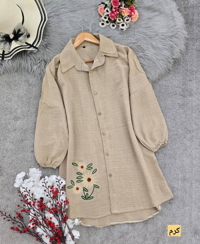 شومیز مانتوی سه گل بابونه 🌼 با رنگبندی و کیفیت عالی✅ والی18066
