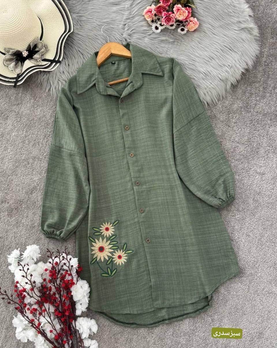 شومیز مانتوی سه گل بابونه 🌼 با رنگبندی و کیفیت عالی✅ والی18066