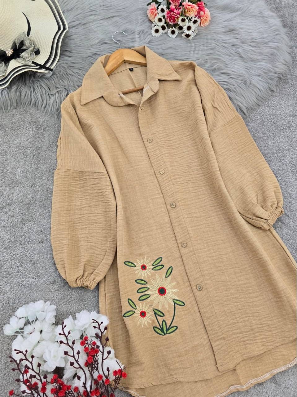 شومیز مانتوی سه گل بابونه 🌼 با رنگبندی و کیفیت عالی✅ والی18066
