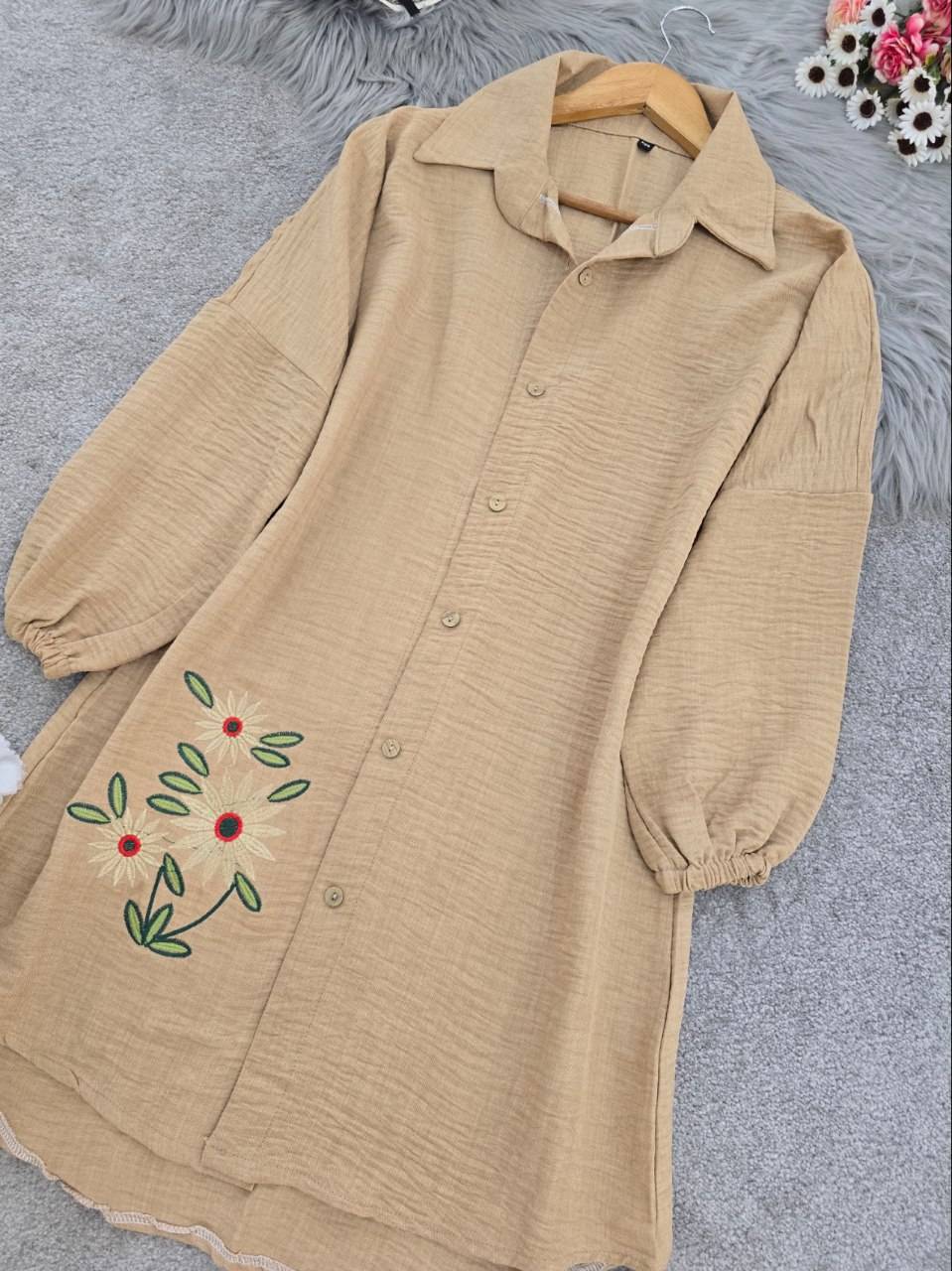شومیز مانتوی سه گل بابونه 🌼 با رنگبندی و کیفیت عالی✅ والی18066