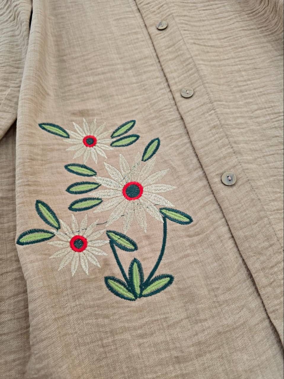 شومیز مانتوی سه گل بابونه 🌼 با رنگبندی و کیفیت عالی✅ والی18066