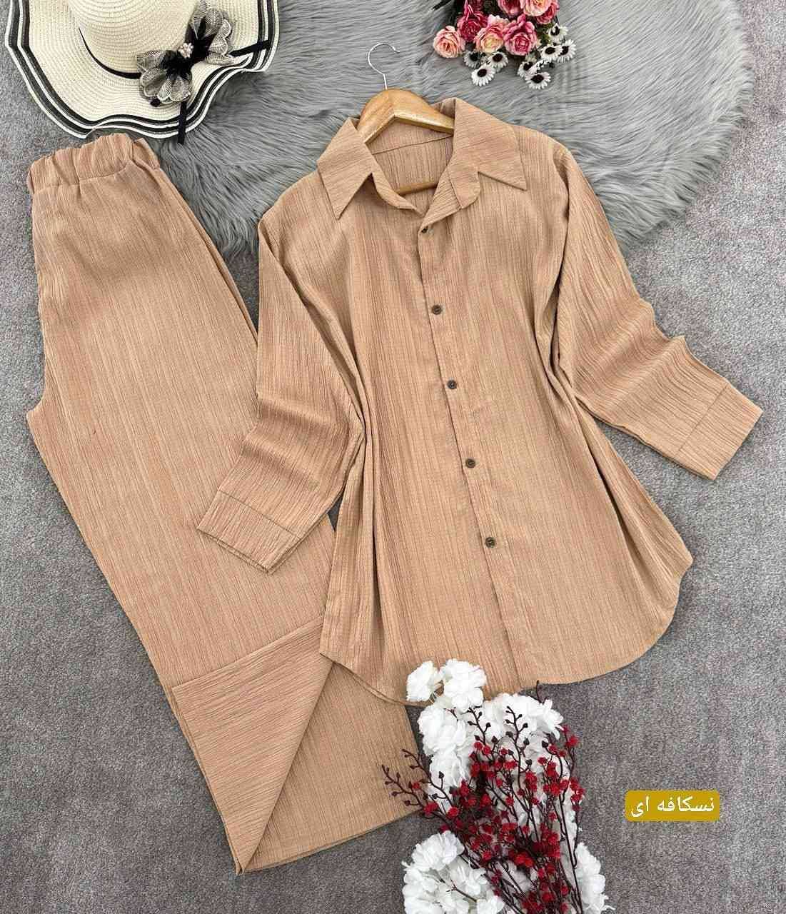 ست مانتو و شلوار کراش 🌿 با رنگ بندی و کیفیت عالی ✅والی18372
