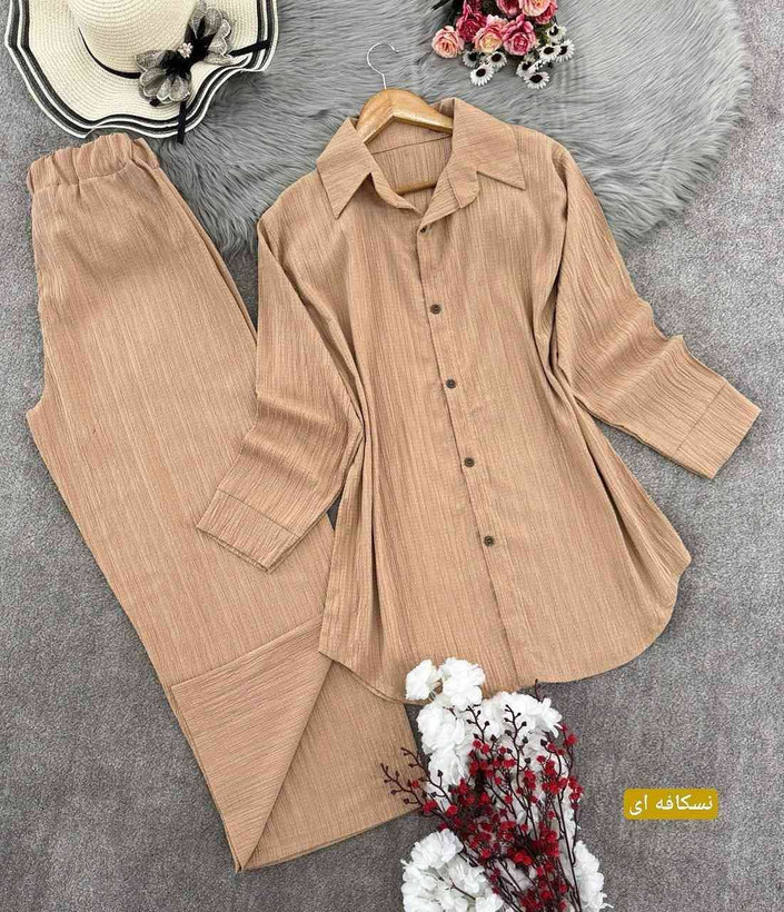 ست مانتو و شلوار کراش 🌿 با رنگ بندی و کیفیت عالی ✅والی18372