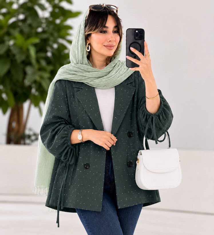 کت پانچ آیوا بارانی فول نگین 🌿 با رنگ بندی و کیفیت عالی ✅تتیس18112
