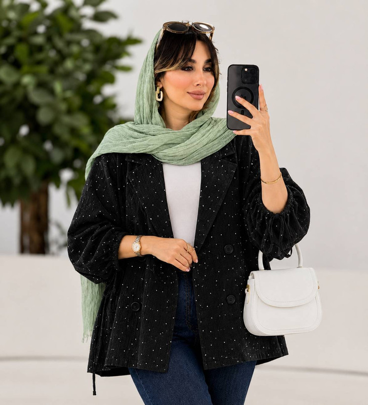 کت پانچ آیوا بارانی فول نگین 🌿 با رنگ بندی و کیفیت عالی ✅تتیس18112