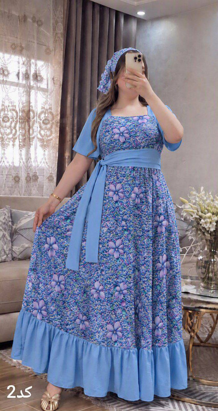 ست دو تیکه پیراهن و مینی اسکارف مرمر😍♥👌🏻کد 22176 ناز