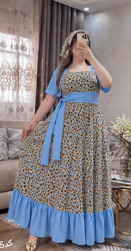 ست دو تیکه پیراهن و مینی اسکارف مرمر😍♥👌🏻کد 22176 ناز