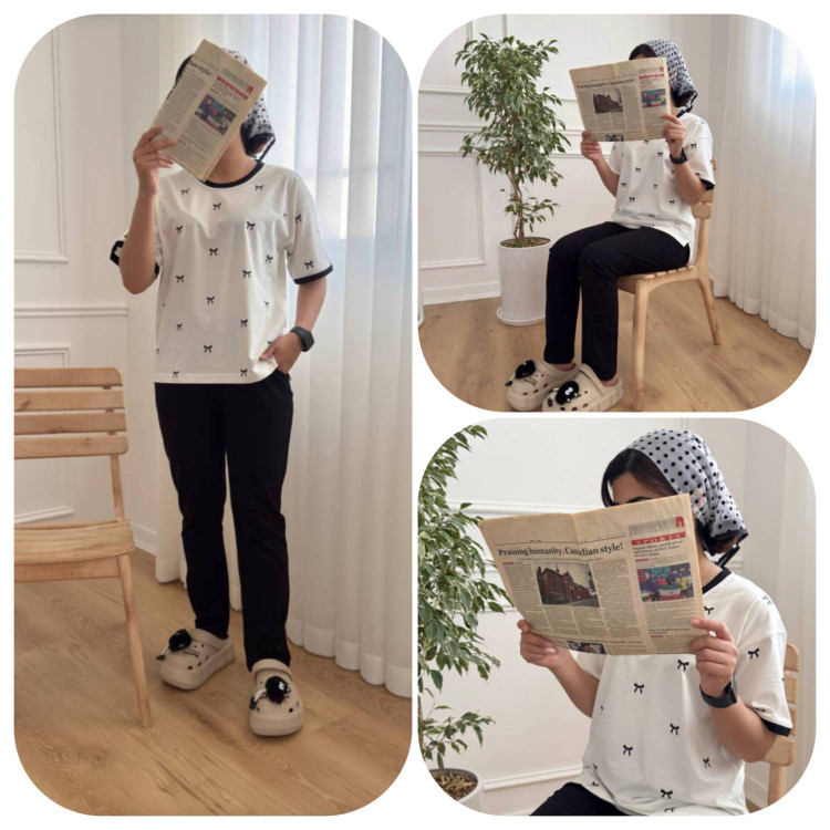 ست تیشرت شلوار پاپیون تمام نخ پنبه تکرنگ 🥰🥰کد۲۳۲۳۱ دلتا