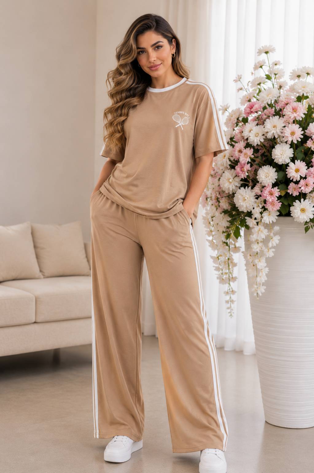 ست تیشرت شلوار سه خط TENNISS گلکسی پنبه درجه یک تکرنگ 🌈 🌈 کد ۲۲۴۹۶ مدلند