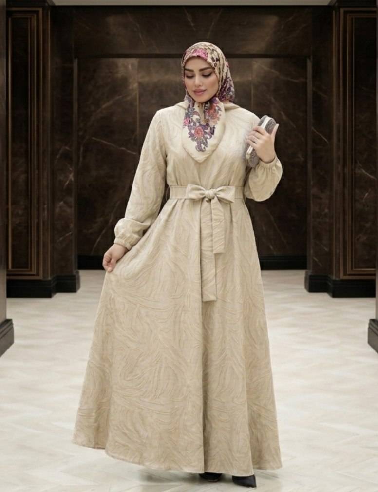 پیراهن مجلسی سمیرا 🌿 با پارچه کسمه درجه یک ✅ و رنگ بندی ✅ارغوان100694