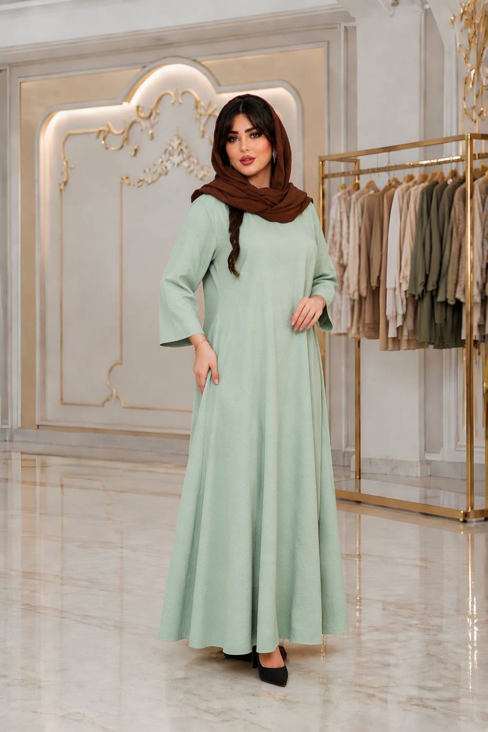 کفتان بلند کارولین جنس ینزی خنک درجه یک🥰👌🏻🍓کد 16963 ناز