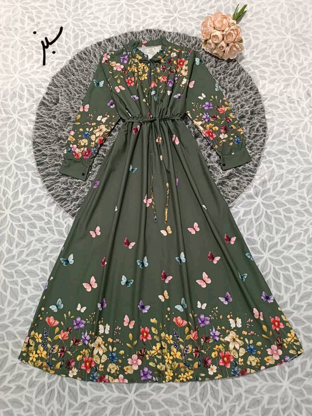 پیراهن گل و پروانه سوپر سافت با لطافت بالا در رنگبندی 🎀 🎀 کد ۲۳۲۳۵ دلتا