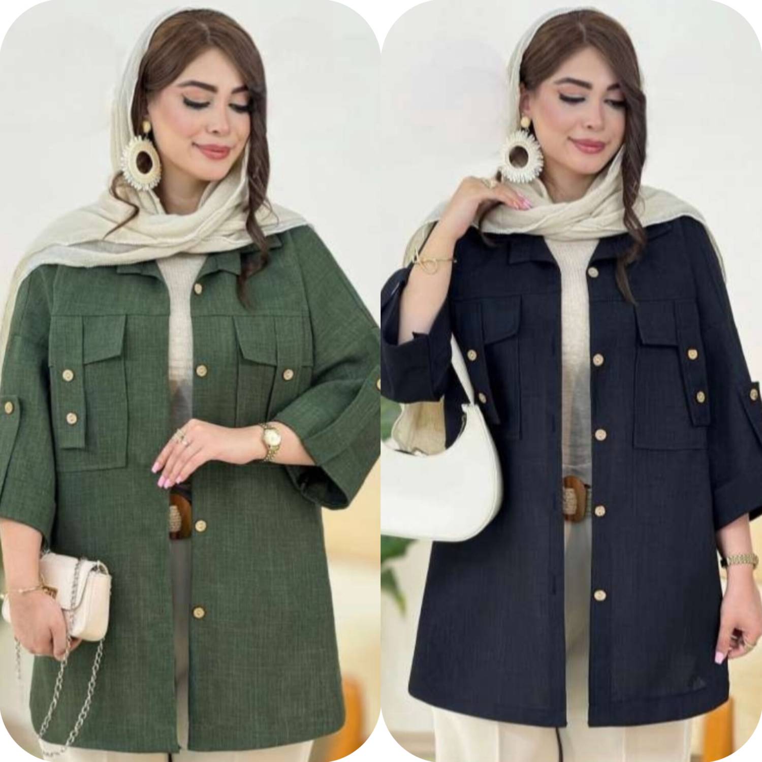 شومیز مانتویی هلیا🌿با رنگ بندی و کیفیت عالی ✅ والی12742