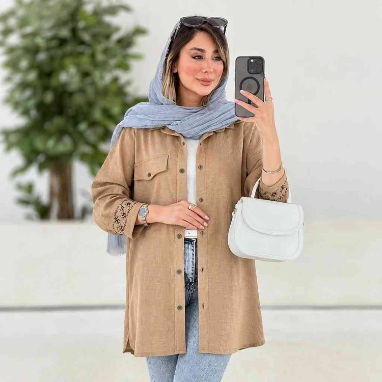 شومیز مانتویی هلیا🌿با رنگ بندی و کیفیت عالی ✅ والی12742