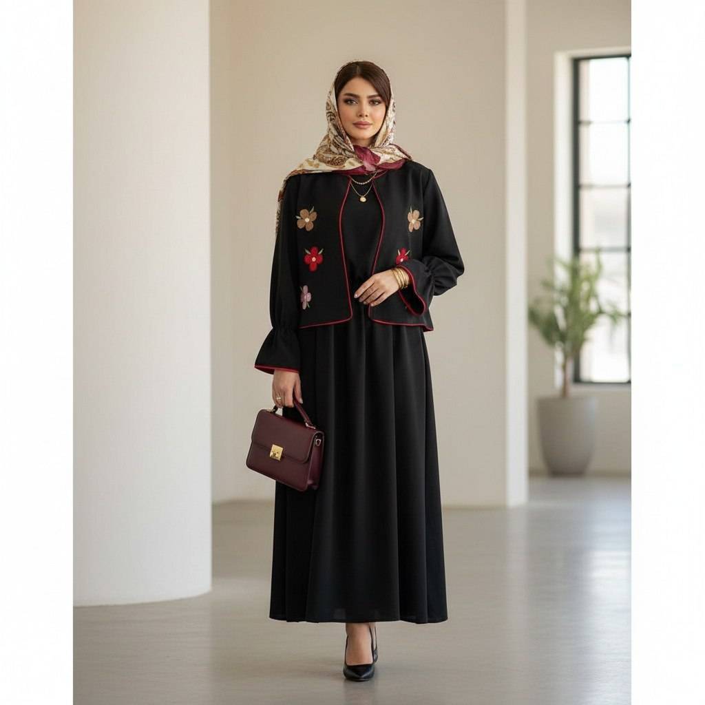کت و سارافون گلدوزی نیایش🌿 با کیفیت عالی ✅ والی7500