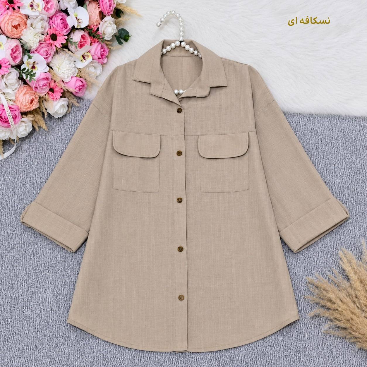 شومیز مانتویی دلنیا 🌿 با رنگ بندی و کیفیت عالی ✅ساری23356