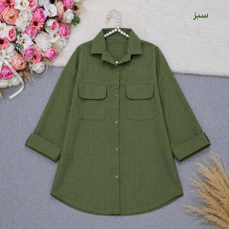 شومیز مانتویی دلنیا 🌿 با رنگ بندی و کیفیت عالی ✅ساری23356