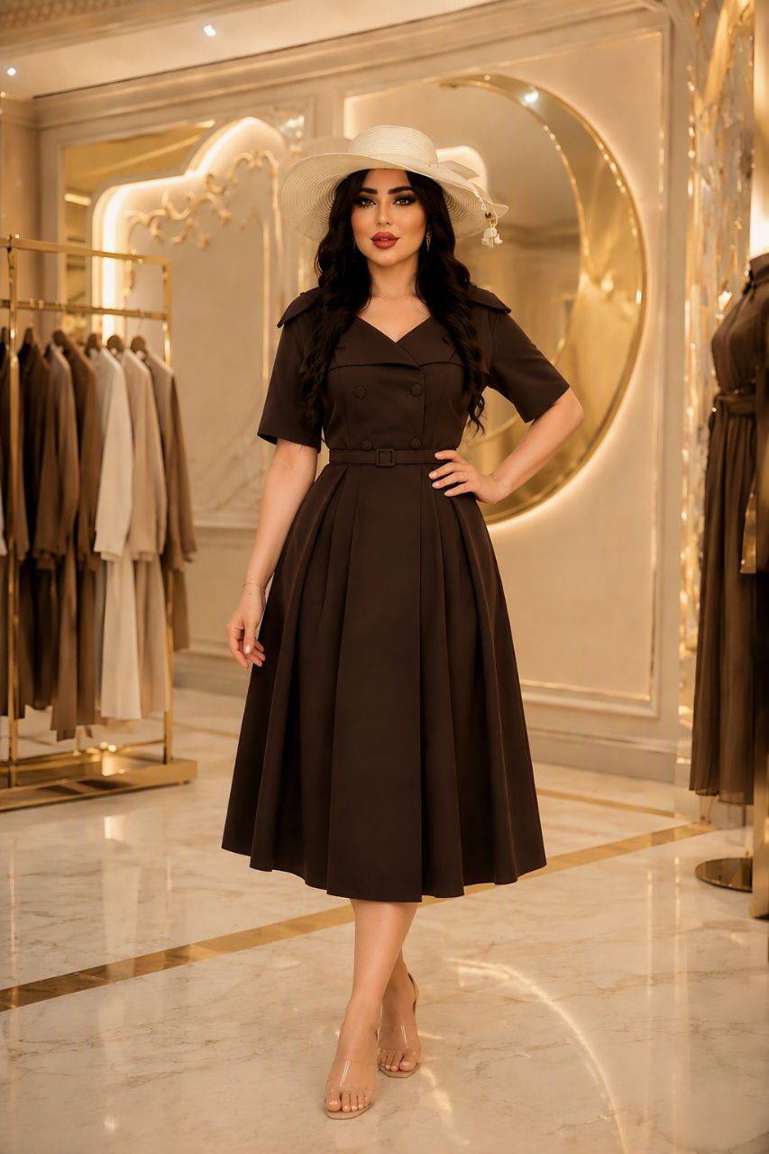 پیراهن نیم آستین گشیلا با کمربند🩷🎀کد 22729 ناز