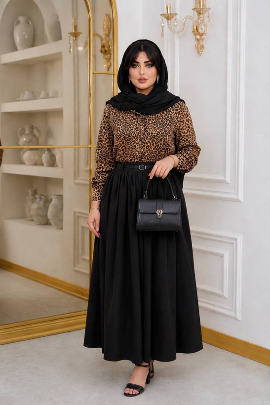 ست شومیز دامن پلنگی😎🧡کد 23494 ناز