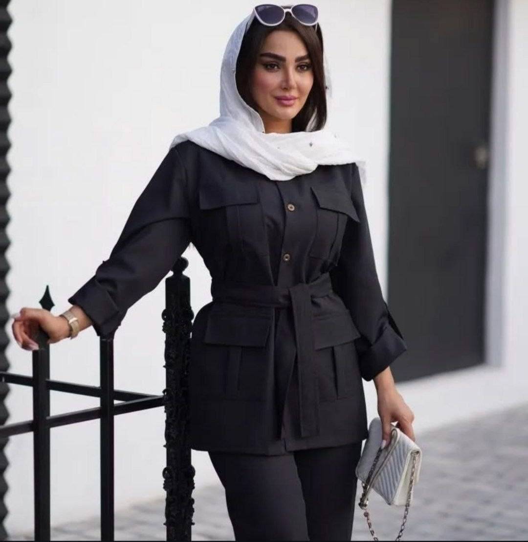 مانتو اداری ۴ جیب کمربند دار 🎀❤️کد406 شیک و مد