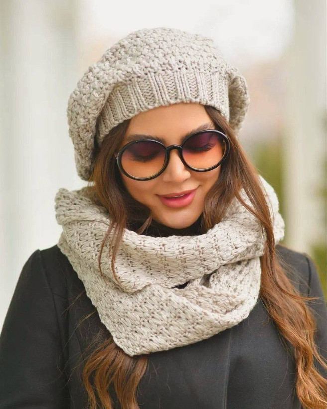 ست کلاه و شال آرکان 🌈با رنگ بندی و کیفیت عالی ✅ الیش1231