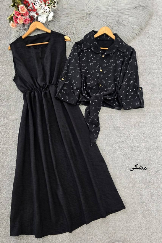 شومیز گره ای و سارافون نازنین 🌿 با کیفیت عالی ✅ والی21285