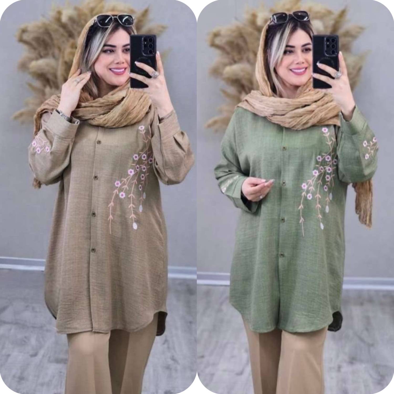 شومیز مانتویی ارتینا🌿 با رنگ بندی و کیفیت عالی ✅ والی 5784