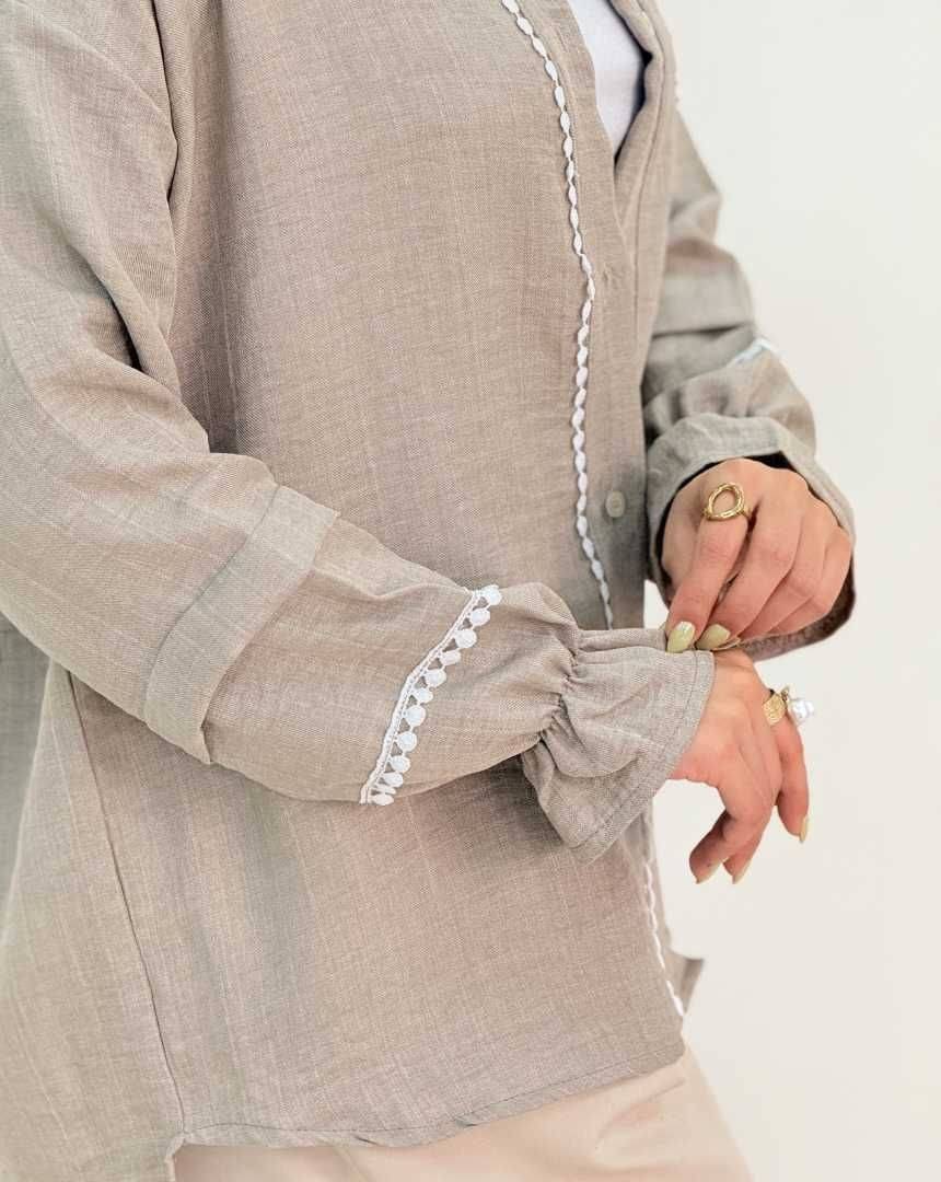 شومیز آستین عروسکی برکه🌿 با کیفیت عالی ✅ ساری 23136