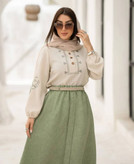 ست بلوز و دامن گلدوزی 🌿با رنگ بندی و کیفیت عالی ✅تارا76085