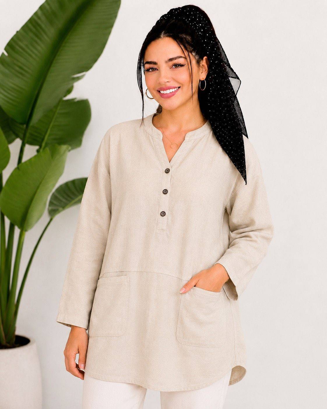 تونیک جلو بسته روژین با جنس مرغوب😍✅کد 22316 باران