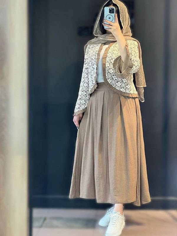 شومیز دامن چین چیلا سایز یک🤩✨کد 7054 طاها