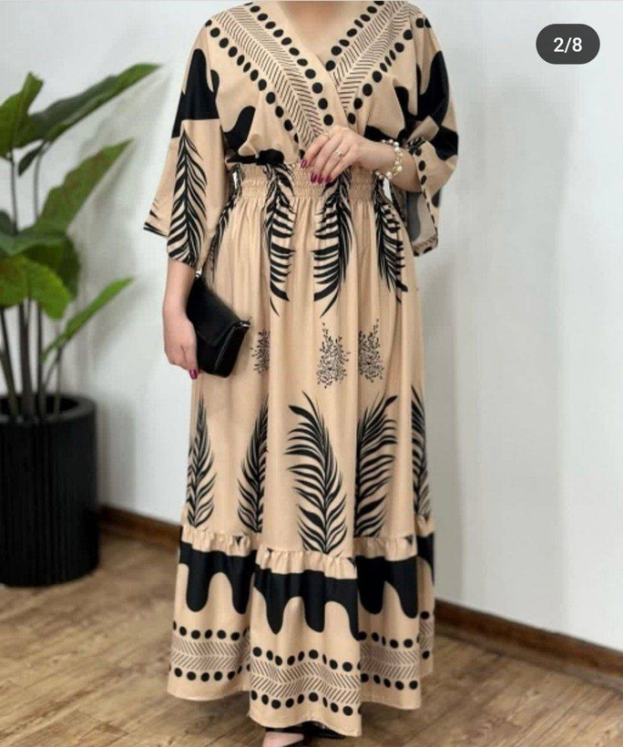 پیراهن بلند طرح دار آتوسا جنس سوپر سافت اعلا😍♥کد 438 حدیث