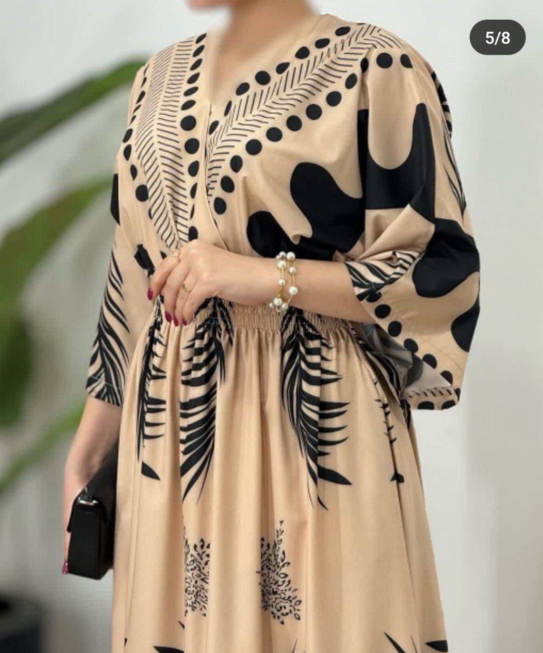 پیراهن بلند طرح دار آتوسا جنس سوپر سافت اعلا😍♥کد 438 حدیث