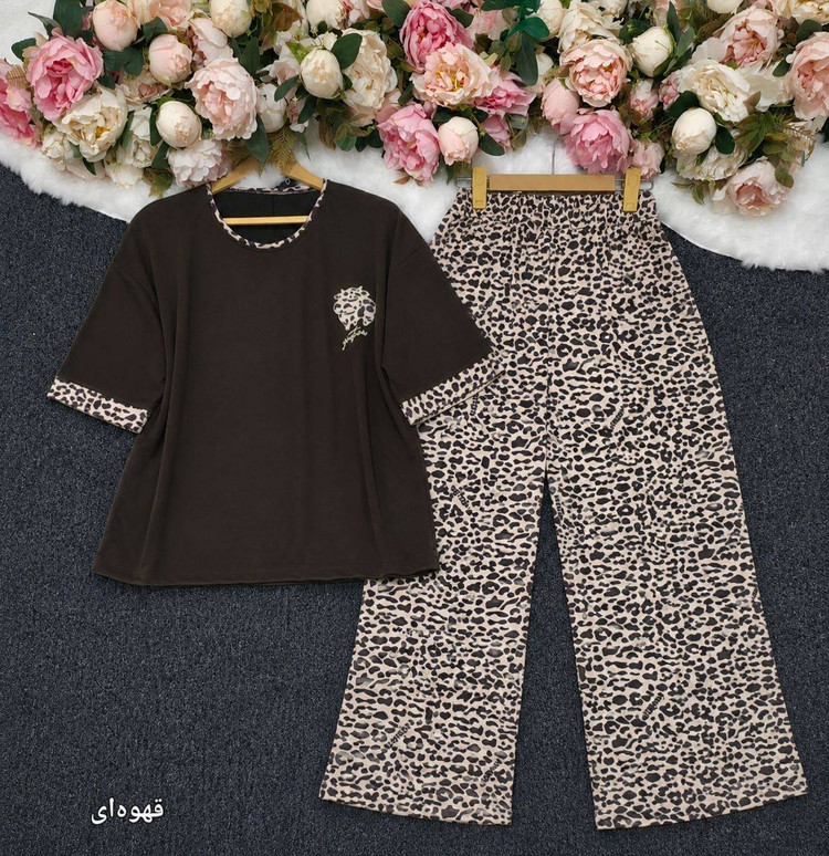 ست تیشرت شلوار پلنگی جنس درجه یک😍♥👌🏻کد 22409 آرات