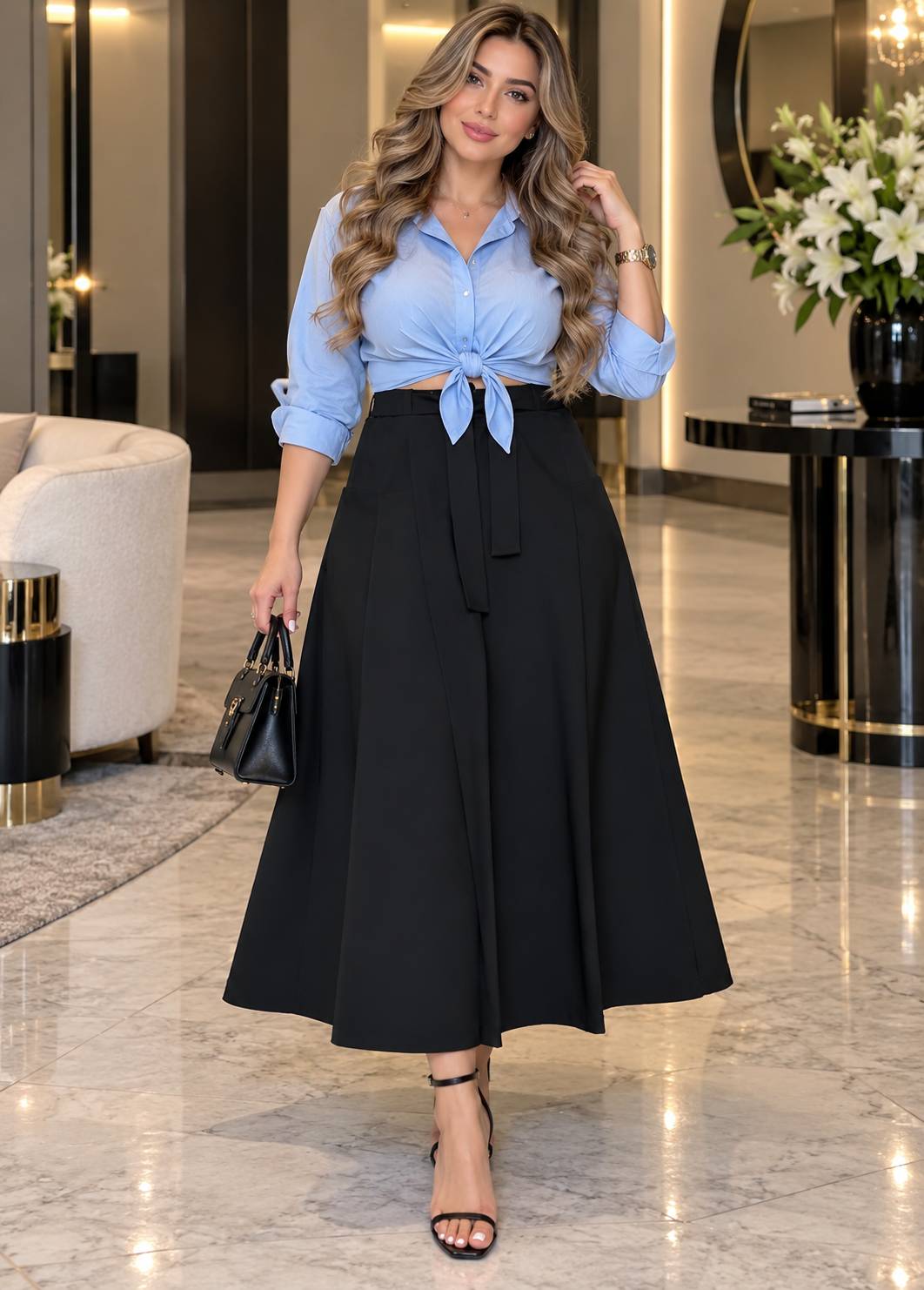 دامن جیب دار جنس کرپ باربی🥰🎀کد 5771 آرات