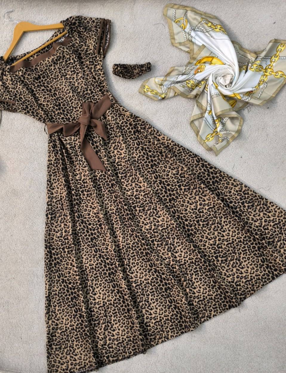 پیراهن بلند عروسکی پلنگی😍🎀کد 23677 ناز