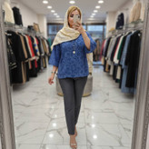 شومیز باکسی لادن ❤️🦋کد 16155 کلار