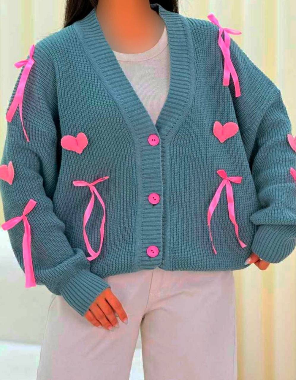 ژاکت بافت پینترستی قلبی 🎀🫀کد773 آدراپانا