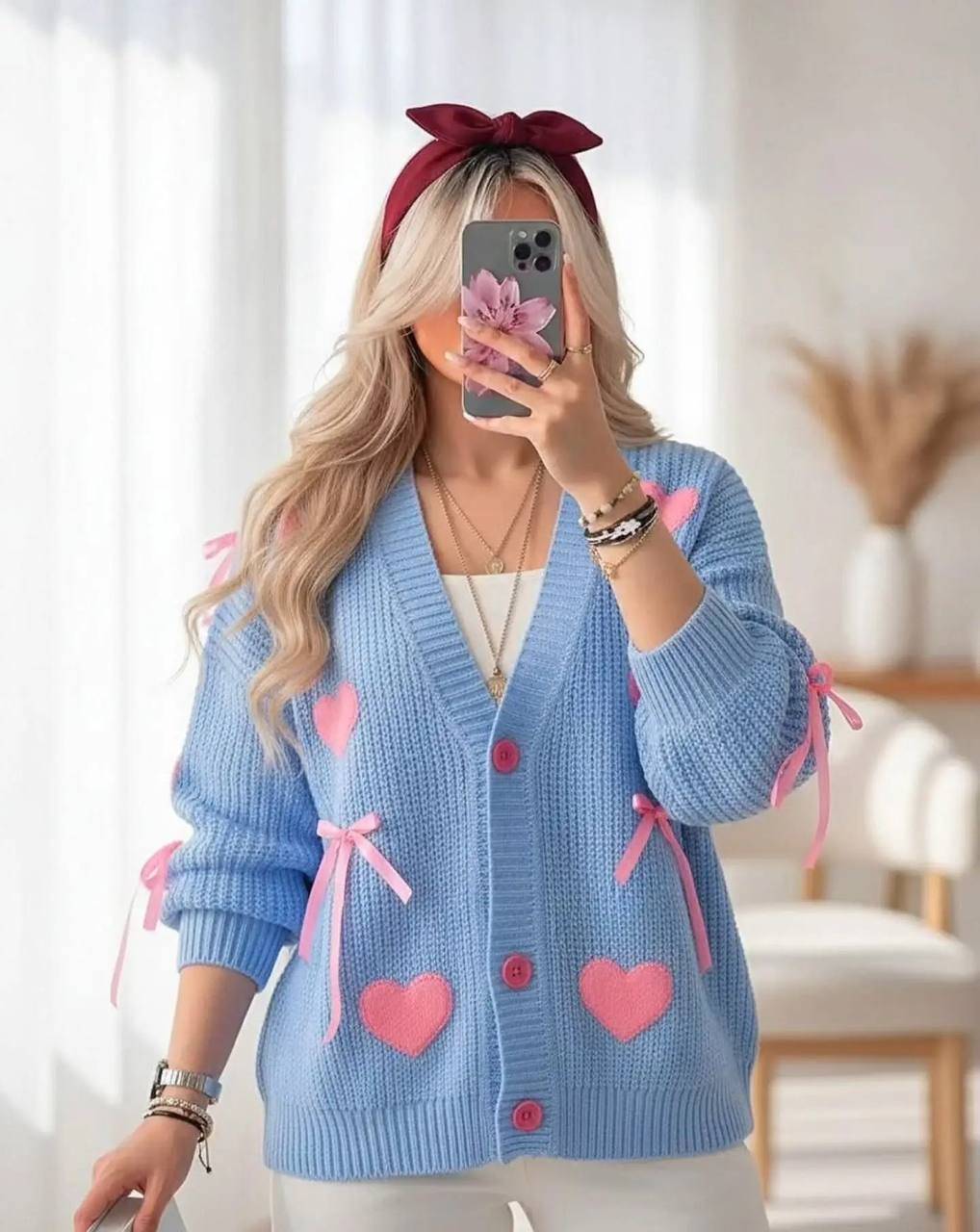 ژاکت بافت پینترستی قلبی 🎀🫀کد773 آدراپانا