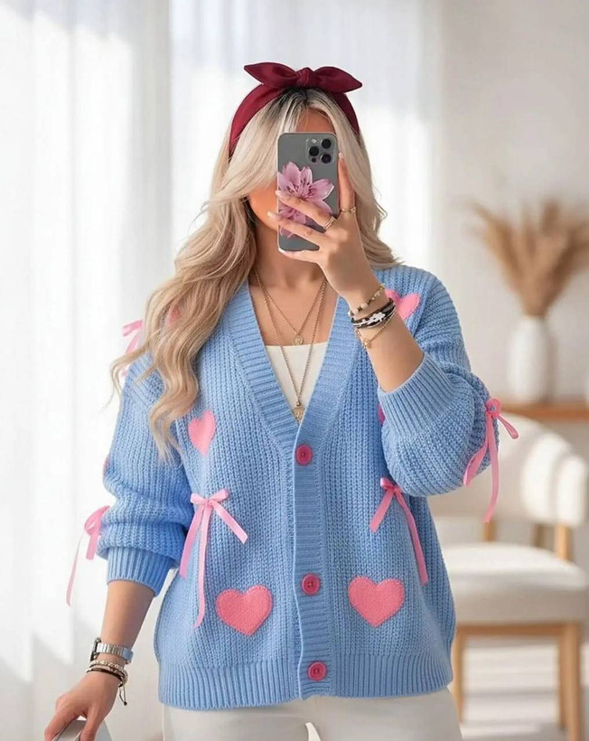 ژاکت بافت پینترستی قلبی 🎀🫀کد773 آدراپانا