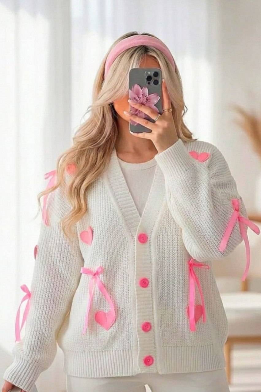 ژاکت بافت پینترستی قلبی 🎀🫀کد773 آدراپانا