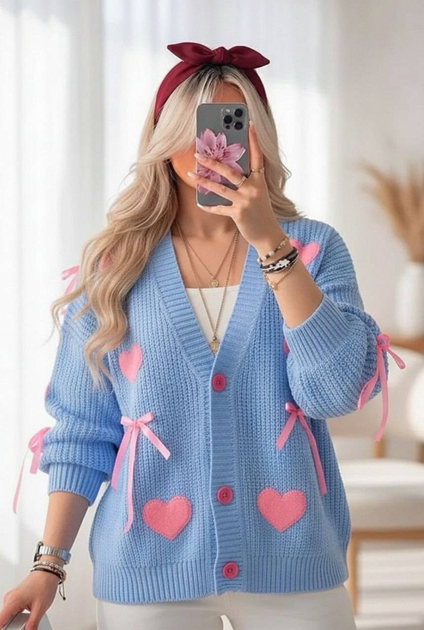 ژاکت بافت پینترستی قلبی 🎀🫀کد773 آدراپانا