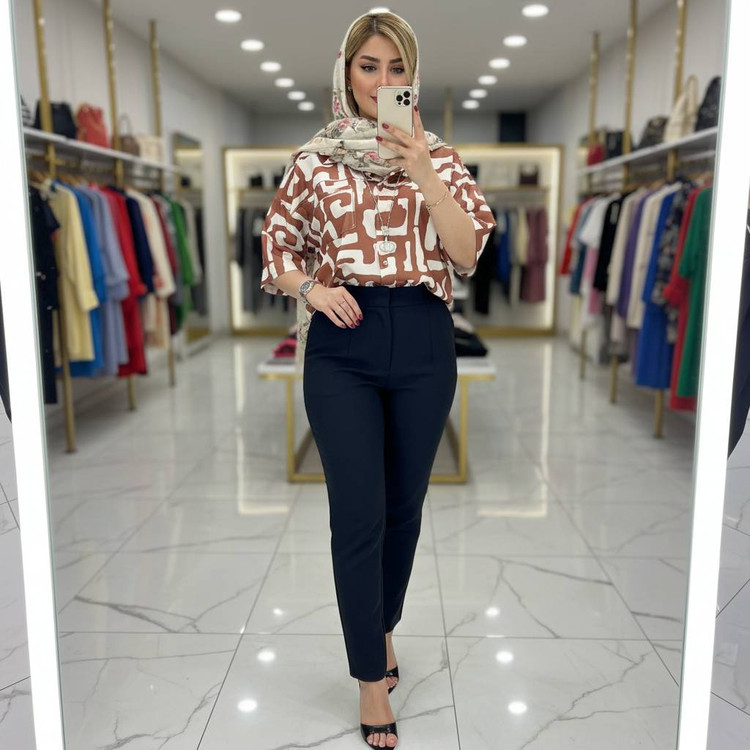 شومیز باکسی طرحدار ❤️🦋کد 18019 کلار