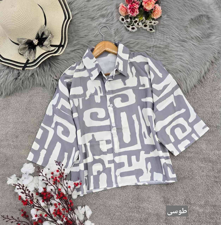 شومیز باکسی طرحدار ❤️🦋کد 18019 کلار
